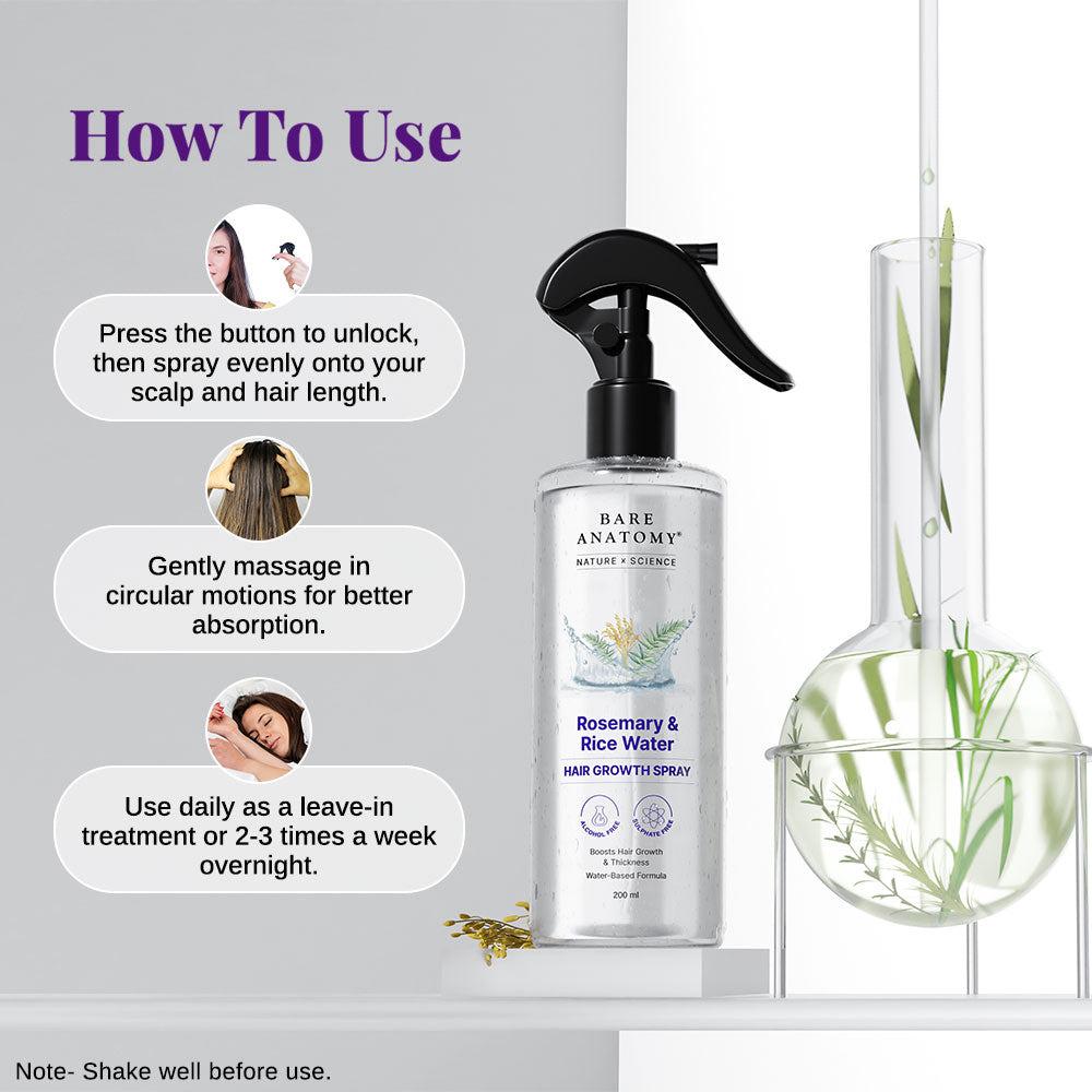 Buy 1 Get 1 Free Rosemary & Rice Water Hair Growth Spray