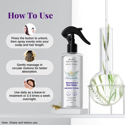 Buy 1 Get 1 Free Rosemary & Rice Water Hair Growth Spray