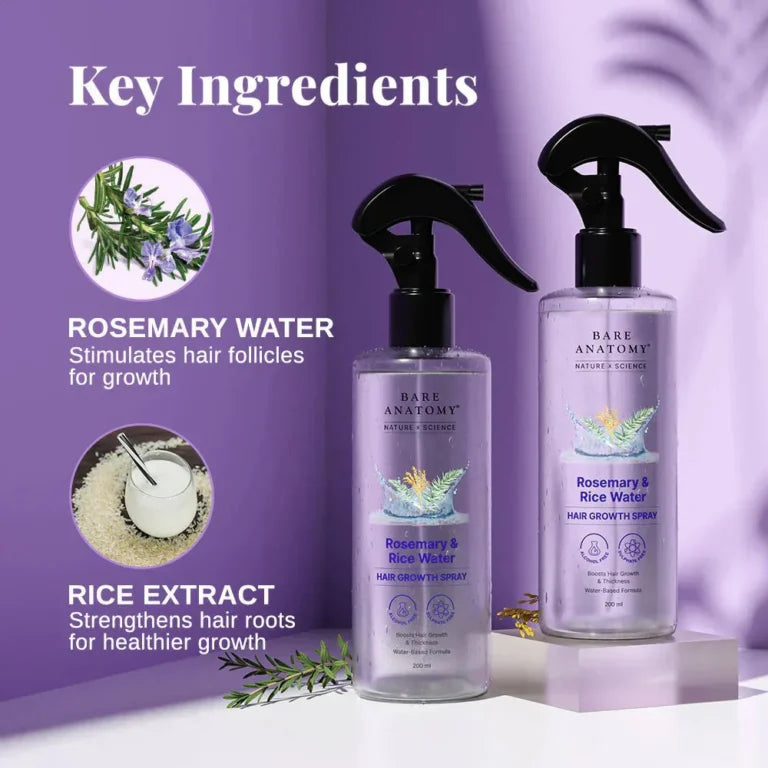 Buy 1 Get 1 Free Rosemary & Rice Water Hair Growth Spray
